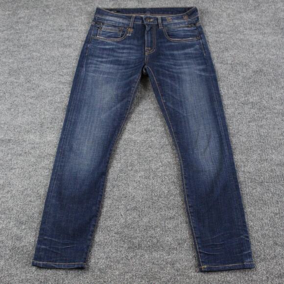 R13 Jeans Womens 27 Blue Biker Boy Howell Indigo Skinny Stretch Made Italy - Picture 3 of 16